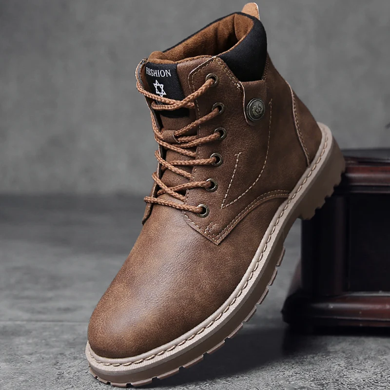 

Brand Men Boots Keep Warm Autumn Winter Boots Men Casual Shoes Working Military Boots Fashion Leather Snow Boots Chaussure Homme