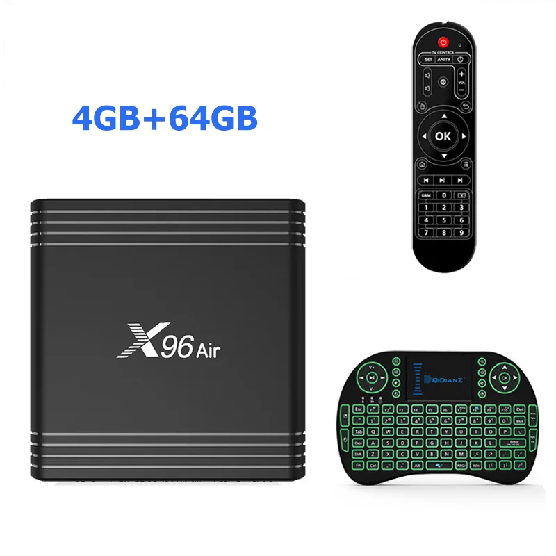 Смарт ТВ приставка x96 air Android 9,0 4K двойной Wifi BT Netflix медиаплеер Play Store бесплатное приложение быстрая приставка X96Air PK HK1MAX H96 - Цвет: 4G 64G keyboard