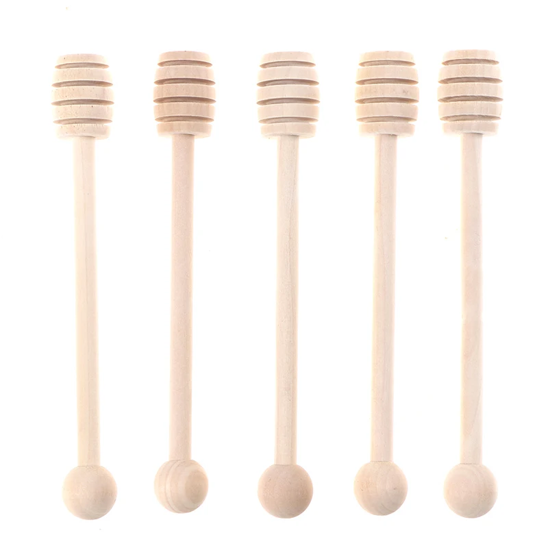 Cuchara para Miel de madera, 5 uds., 16CM, barra de agitación de madera para miel, suministros para tarros de miel, palo de mezcla con mango largo ecológico, herramientas para postres