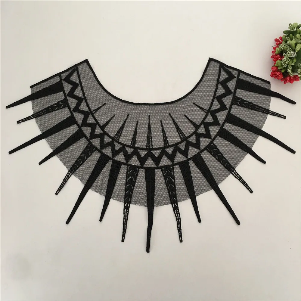 Черная Вышивка Венеция кружевной воротник по линии выреза костюм платье