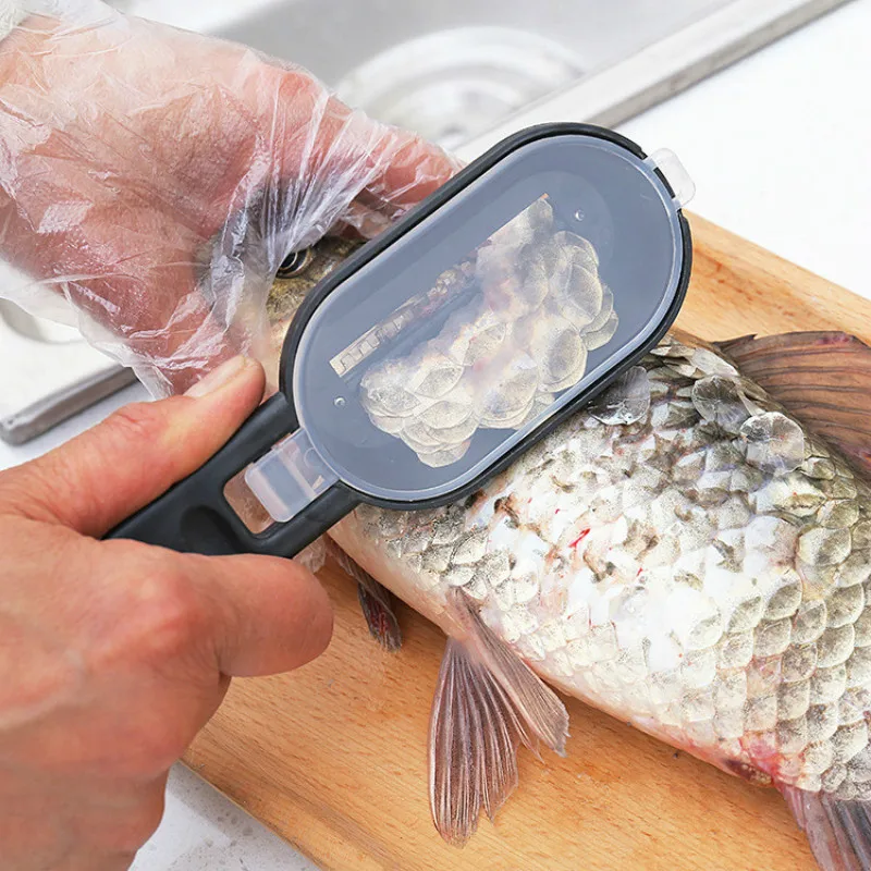 Рыбные чешуи терки скребок инструмент для очистки рыбы соскабливание чешуи устройство с крышкой домашняя кухня приготовление пищи рыболовный инструмент Pesca снасти