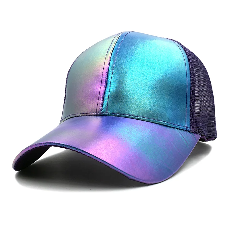 New Glitter Baseball Cap For Women Snapback Dad Hat Mesh Trucker Women's Caps Messy Bun Adjustable Hip Hop Sequin Hats | Аксессуары