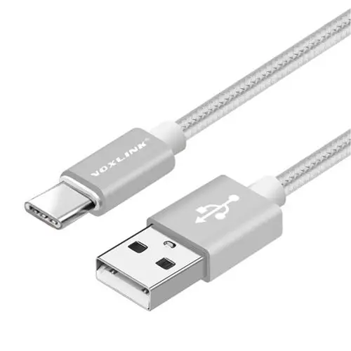 silver VOXLINK USB кабель с нейлоновой оплеткой type-C кабель для быстрой зарядки для samsung Galaxy Usb кабель для Macbook Xiaomi Mi 8 A1 шнур для зарядки - Цвет: silver