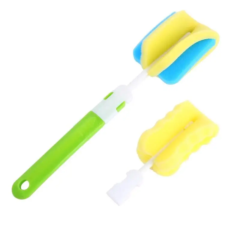 New 2pcs Baby Bottle Brushes Set Sponge Nipple Pacifier Cleaner Milk Feeder Baby Bottle Brushes Cleaning Tools Random Color - Цвет: 2 pcs Green