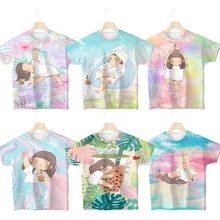 Kawaii leniwy dziewczyna herbata mleczna 3D drukuj dziewczyny t-shirty dla dzieci Cute Cartoon Anime koszulki letnie dzieci Tee topy maluch t-shirty tanie tanio POLIESTER CN (pochodzenie) CZTERY PORY ROKU 25-36m 4-6y 7-12y 12 + y Chłopcy Na co dzień REGULAR Z okrągłym kołnierzykiem