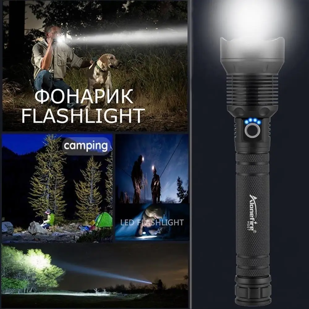 AloneFire H007 50000 люмен лампа xhp70.2 самый мощный фонарик usb Zoom СВЕТОДИОДНЫЙ Фонарь xhp70 Лучший Кемпинг Открытый тактический охотничий