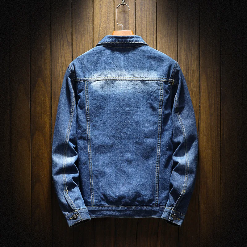 New Style Spring And Autumn MEN'S Denim Jacket Classic Men's Solid Color Fold-down Collar Cowboy Clothing