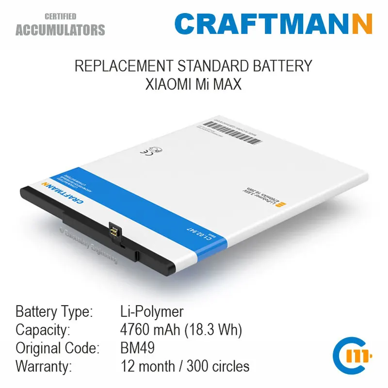 

Battery 4760mAh for XIAOMI Mi MAX (BM49)