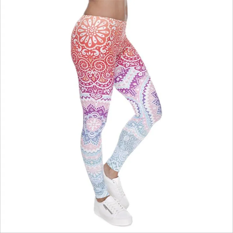 

Fashion Sexy Women Legging Aztec Round Ombre Polyester Fiber Slim High Waist Leggings Woman Pants Printing leggins