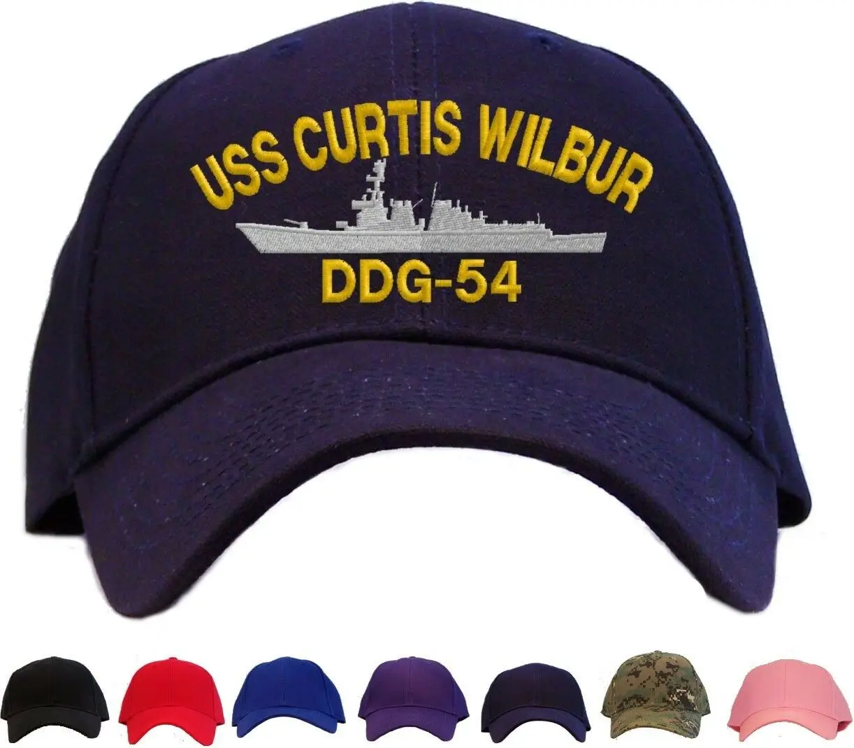 Printed USS Curtis Wilbur DDG-54 Baseball Cap - Available in 7 Colors Hat | Аксессуары для одежды
