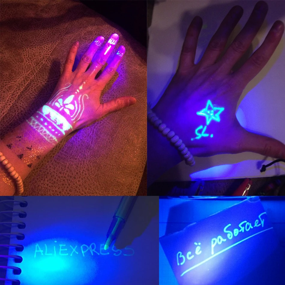 100pcs/lot , 2 in 1 INK Pens, Invisible UV Pen, secret message pen,8 colors mixed
