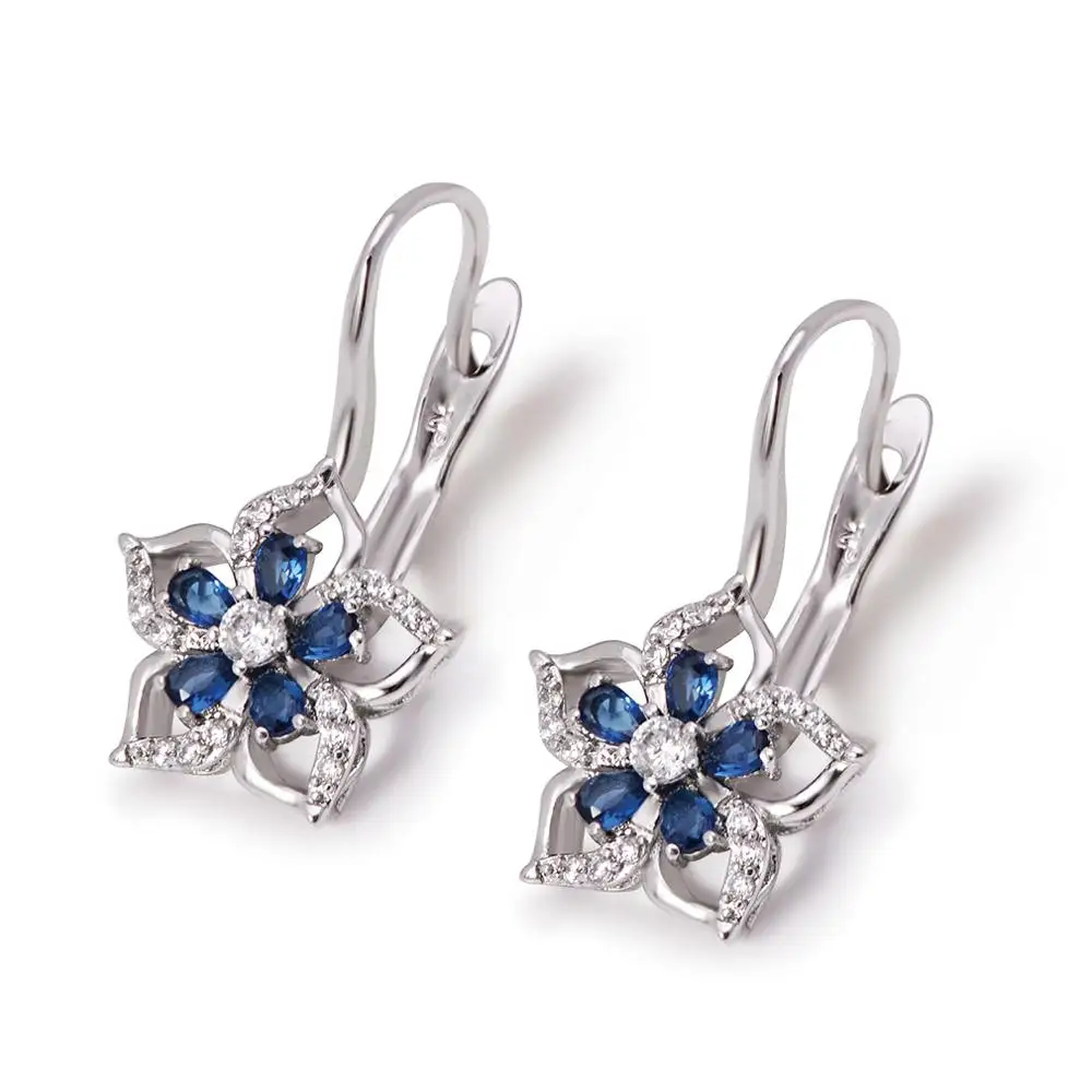 Royal Blue MxGxFam, Королевский синий цветок, амулеты, серьги-кольца для женщин, модные ювелирные изделия, родий, золото, цвет AAA+ кубический циркон, хорошее качество - Окраска металла: Royal Blue
