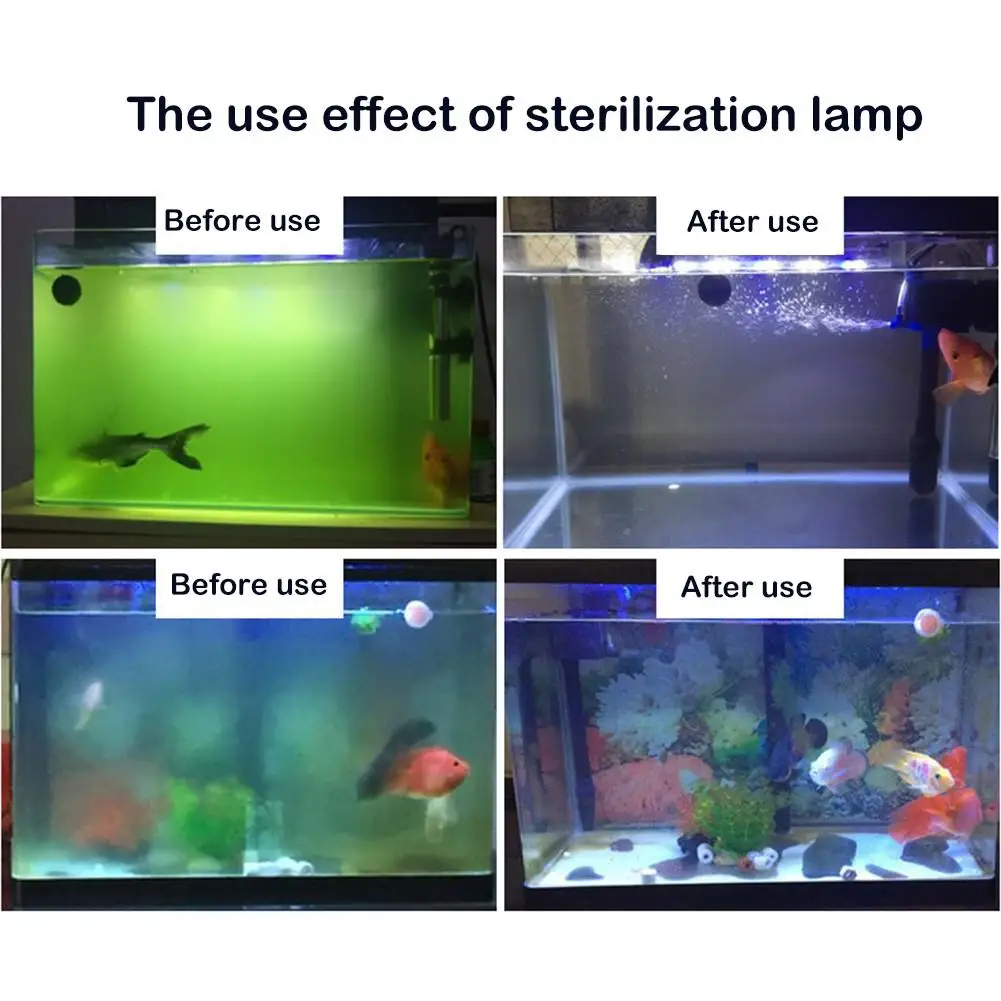 Светодиодный светильник для аквариума, аквариумный ультрафиолетовый свет прозрачный Водонепроницаемый чистый лампы для Аквариум приемный Плавание обеззараживание воды в бассейне обработки