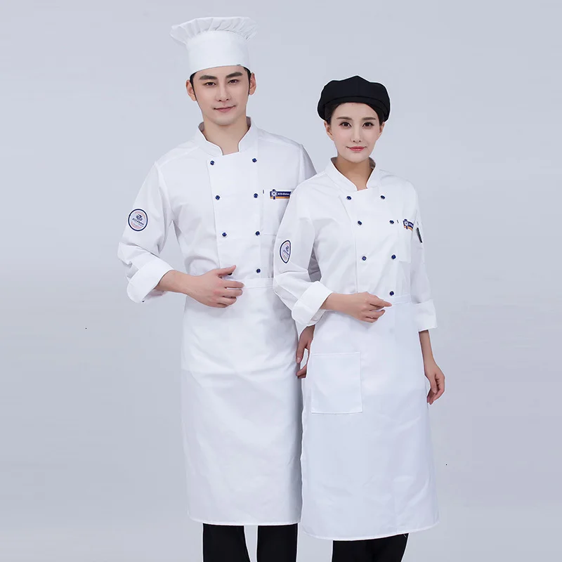 Унисекс длинный рукав униформа для повара отеля ресторанная кухня готовка рубашка кафе пекарня барбекю бар Парикмахерская двубортная Рабочая одежда