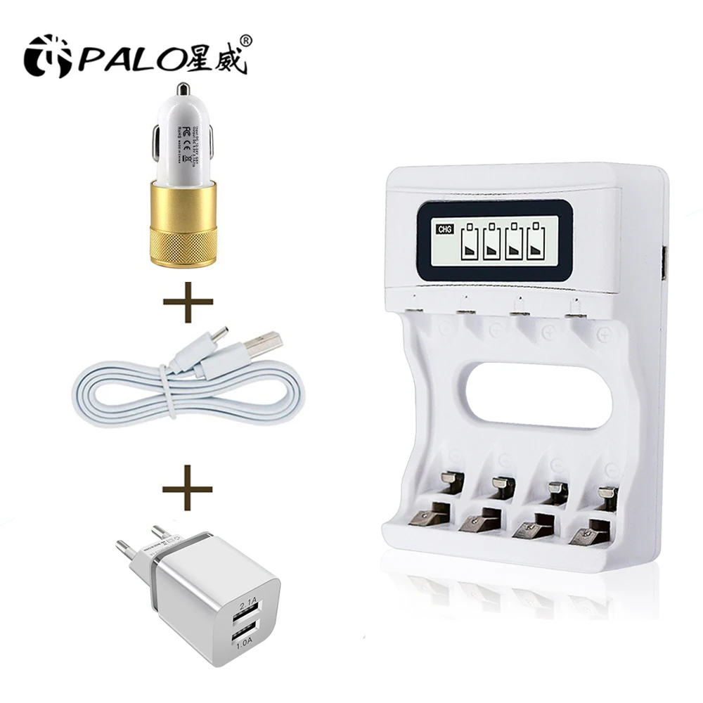 4 Slot Ulrea Fast Smart Intelligent Battery Usb Charger For 1.2V AA AAA NiCd NiMh Rechargeable Battery LCD Display Quick Charger usb shaver cable Chargers