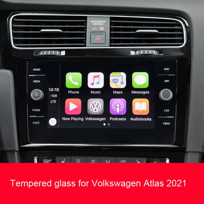 

8 Inch for Volkswagen Atlas 2021 Tempered Glass Car Navigation Screen Protector LCD Touch Display Film Protector