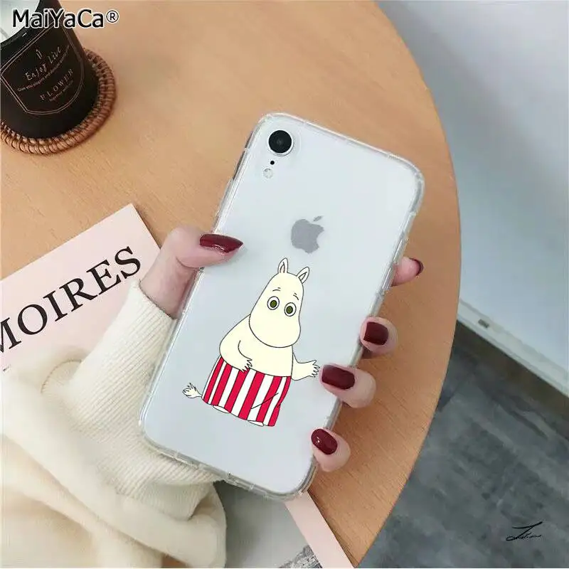 A16 MaiYaCa прекрасный hippo Moomin прозрачный мягкий ТПУ чехол для телефона iPhone 11 pro XS MAX 8 7 6S Plus X 5 5S SE XR - Цвет: A16