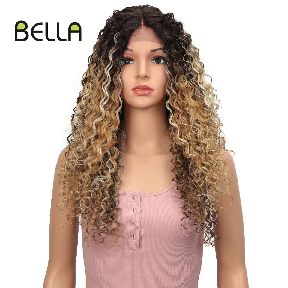 Bella Synthetic Curly Wig Lace Front Wig Afro Kinky Curly Hair Mix Blonde  Brown Blue Black 3 Colors Wigs For Black Women Cosplay - Synthetic Wigs(for  Black) - AliExpress