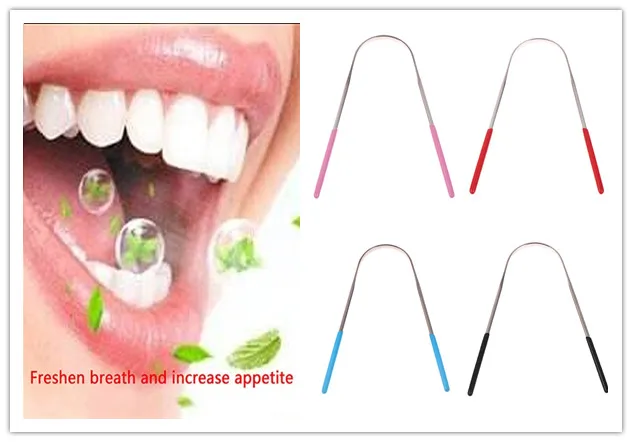 New Stainless Steel Tongue Cleaning Brush Silica Handle Tongue Cleaner Oral Hygiene Tongue Scraper Dental Oral Care Tool