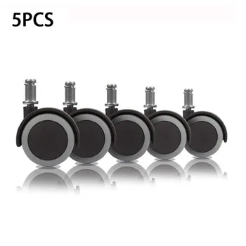 

5PCS Dual Swivel Wheel Casters Office Computer Chair Castors Threaded Stem Reduces Noise On Floors 360 Degree Swivel Rotation