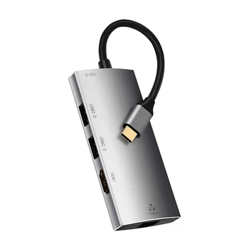 

USB C Hub for Pro/Air, iPad Pro 5IN1 USB C Hub with Ethernet(100M), 4K HDMI 2 USB 2.0 Hub USB C Power Delivery