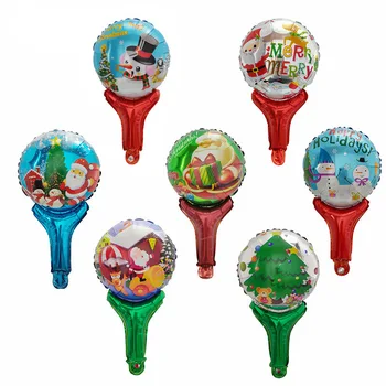 

50pcs Merry Christmas Stick Balloons Santa Claus Foil Ballon Snowman&tree Balons Birthday Christmas Party Decor Christmas Globos
