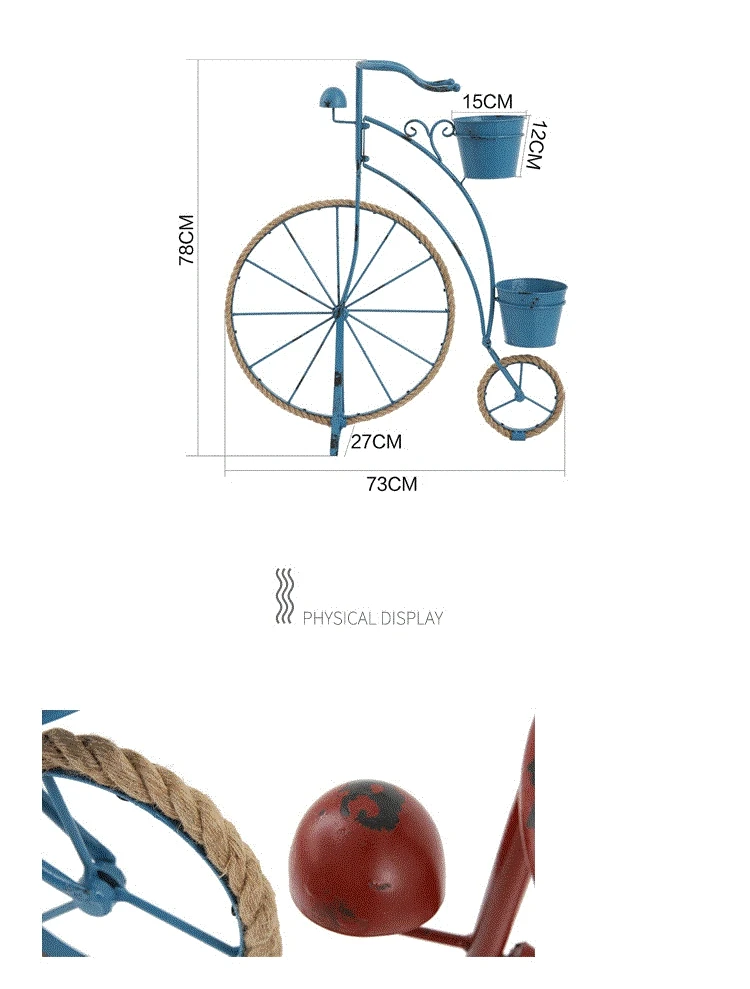 Кантри Ретро креативный пеньковый Канат в форме велосипеда цветы для дома, сада стенд рамка Крытый Открытый Патио Сад Балкон окно рамка