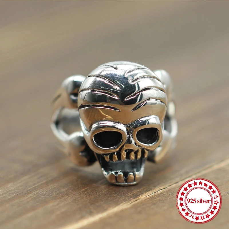 

S925 sterling silver men's open ring personality classic vintage series domineering skull modeling send lover's jewelry gift