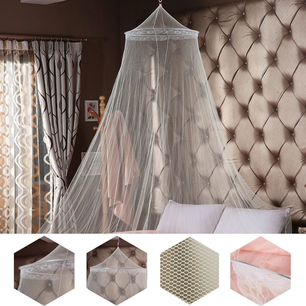 Summer princess ceiling Mosquito net Hanging Round Lace Canopy Bed Netting Comfy hung Dome Mosquito Net Crib 60x250x820cm Summer princess ceiling Mosquito net Hanging Round Lace Canopy Bed Netting Comfy hung Dome Mosquito Net Crib 60x250x820cm