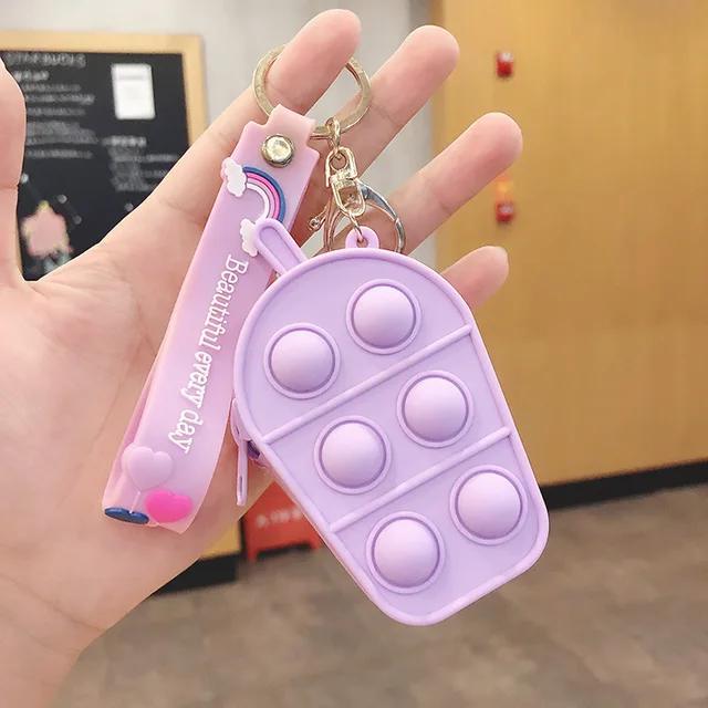 New Popit Mini Money Wallet Fingertip Toys Push Bubble Popite Pendant Bag Hot Sale Adult Decompression Toys Children Anti-Stress ice cream 01