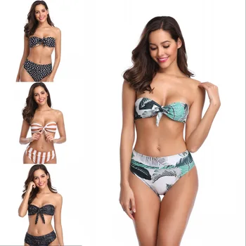 

2020 Hot Selling Women Swimwear Bikini Printed High-waisted Sexy Bikini Tne-piece Swimming Suit thong bikini swimwear women