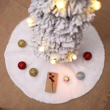 

1PCS White Plush Christmas Tree Skirts Fur Carpet Merry Christmas Decoration For Home Natal Tree Skirts New Year Decoration