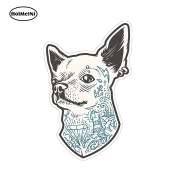 

HotMeiNi 13cm x 8.2cm Cartoon Car Sticker Chihuahua Tattoo Vinyl Decal Window Bumper Decor Animal Car Styling Pet Dog Decals