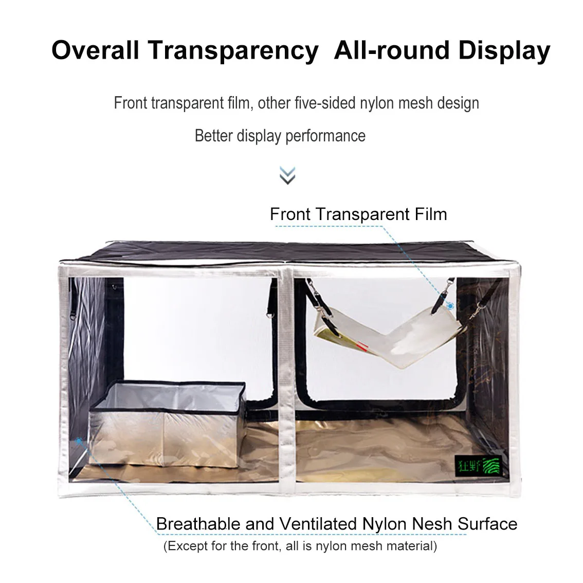 EFCAT Cat Show Cage Transparent 3D Display Cat Hammock Folding Litter Box For Exhibition Cage