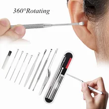 

8Pcs/Set Ear Wax Pickers Stainless Steel Earpick Wax Remover Curette Spoon Care Ear Clean Toolear Cleaner