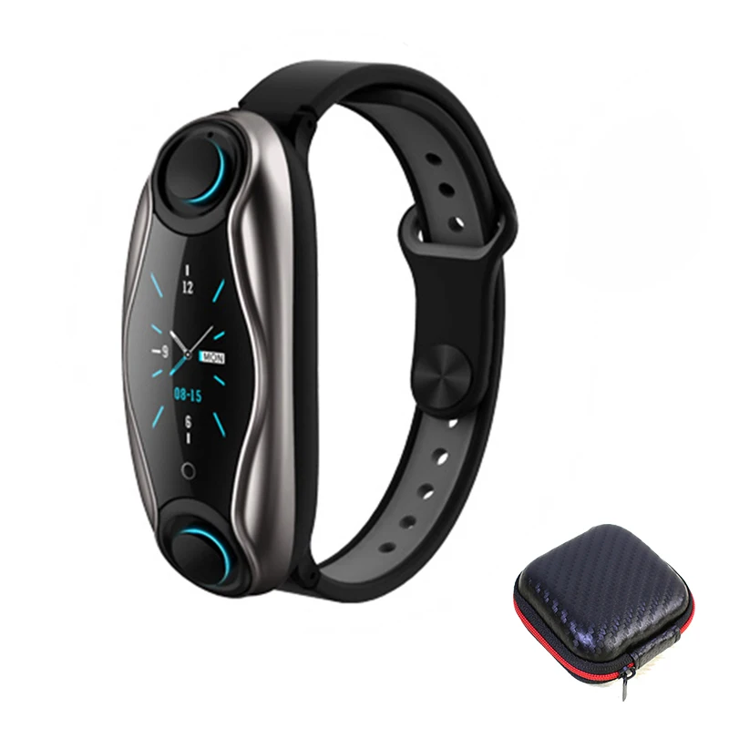 Black box T90 Bluetooth наушники TWS гарнитура Смарт-часы Siri фитнес-браслет трекер здоровья мульти-спортивные часы для телефона воспроизведения музыки - Цвет: Black box
