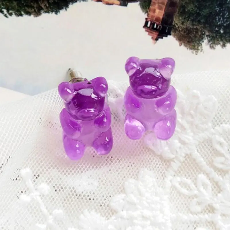 Новые прозрачные корейские Висячие женские серьги с изображением медвежонка, винтажные Модные женские серьги из Золотого Сплава в виде цветка - Цвет: 5