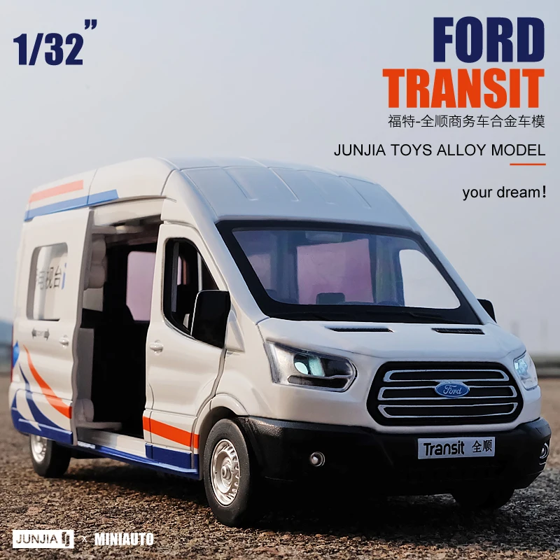 1:32 Высокая Имитация Ford Transit бизнес автомобиль ТВ станция интервью автомобиль сплав модель автомобиля для детей Подарки