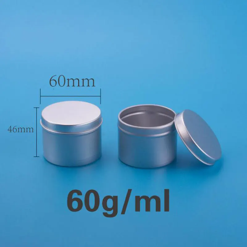 60ml Aluminum Metal Tin Cans Hair Wax Pots Packaging Bottle Makeup Tool Cream Containers Candle Jar 50pcs/lot High Quality - Цвет: Серебристый