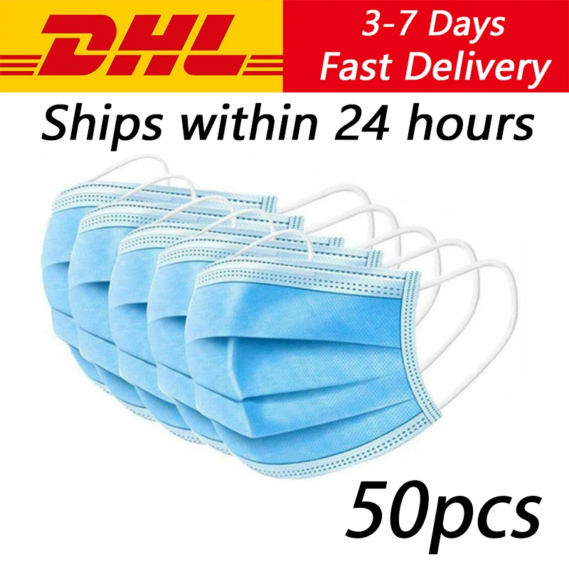 

50pcs Disposable Face Mouth Mask Nonwoven Masks Anti PM2.5 Hygiene Safety Protective Mouth Mask Mouth Face Masks DHL Shipping