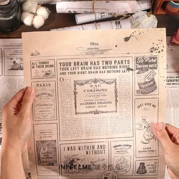 

2pcs Retro Old Newspaper Designs Diary Bullet Journaling Album DIY Poster Decoration Paper Vintage Large Handbook Material Paper