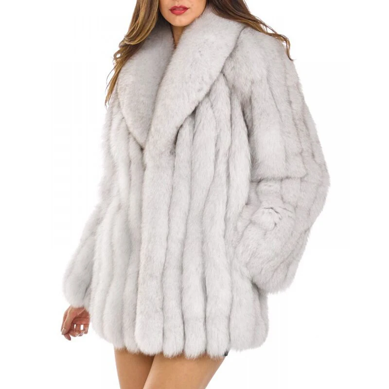 Зимнее меховое пальто для женщин высокого качества, Толстая теплая куртка из искусственного меха средней длины, Лисий мех, роскошный верх размера супер размера плюс, Manteau Fourrure - Цвет: fox-color