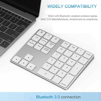 

Wireless Bluetooth 34 Keys Numeric Keypad Number Pad Keyboard For Apple Mac-book