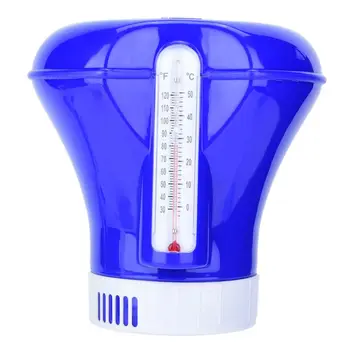 

8 Inch Pool Floater Easy Read Tablet Dispenser Chlorine Feeder With Thermometer 19QE