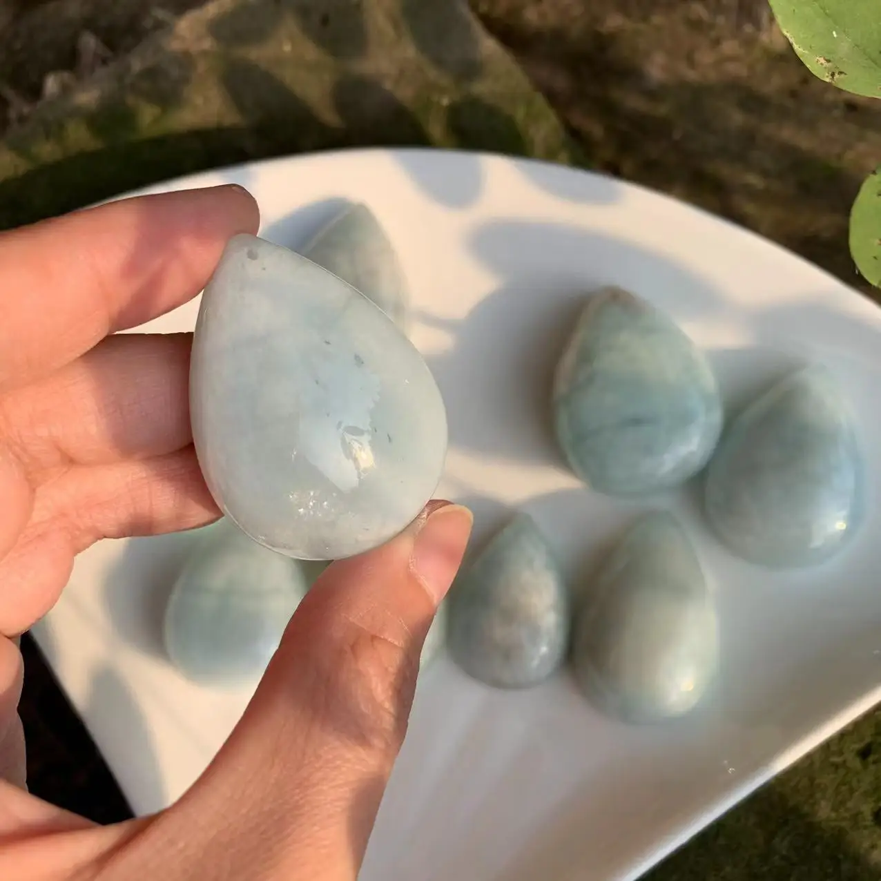 Natural Aquamarine Necklace Pendant jewelry Good Luck Gift water drop