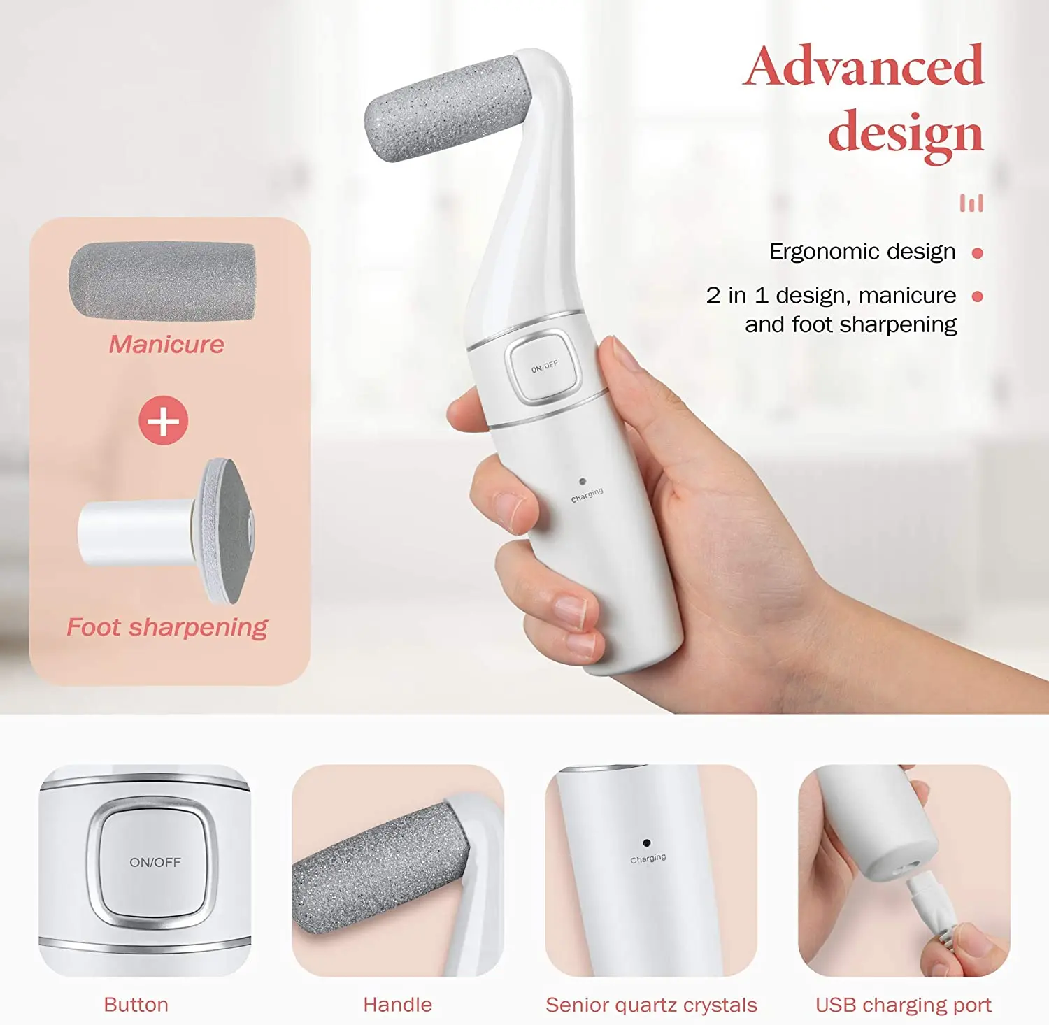 Electric Foot File Callus Remover Machine Pedicure Device Foot Care Tools Feet For Heels Remove Dead SkinFoot repair tool 2