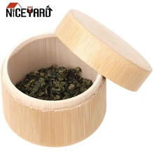 NICEYARD ручной работы натурального банка для чая держатель для хранения деревянный контейнер Matcha Органайзер чайная посуда круглая бамбуковая коробка для чая Мини чайные добавки