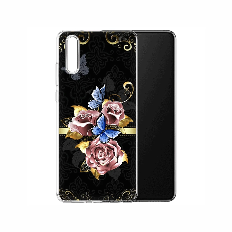 Чехол для мобильного телефона TPU для huawei P30 P20 P10 P8 P9 Lite Pro P Smart Z Plus крышка Бабочка белые розы цветок