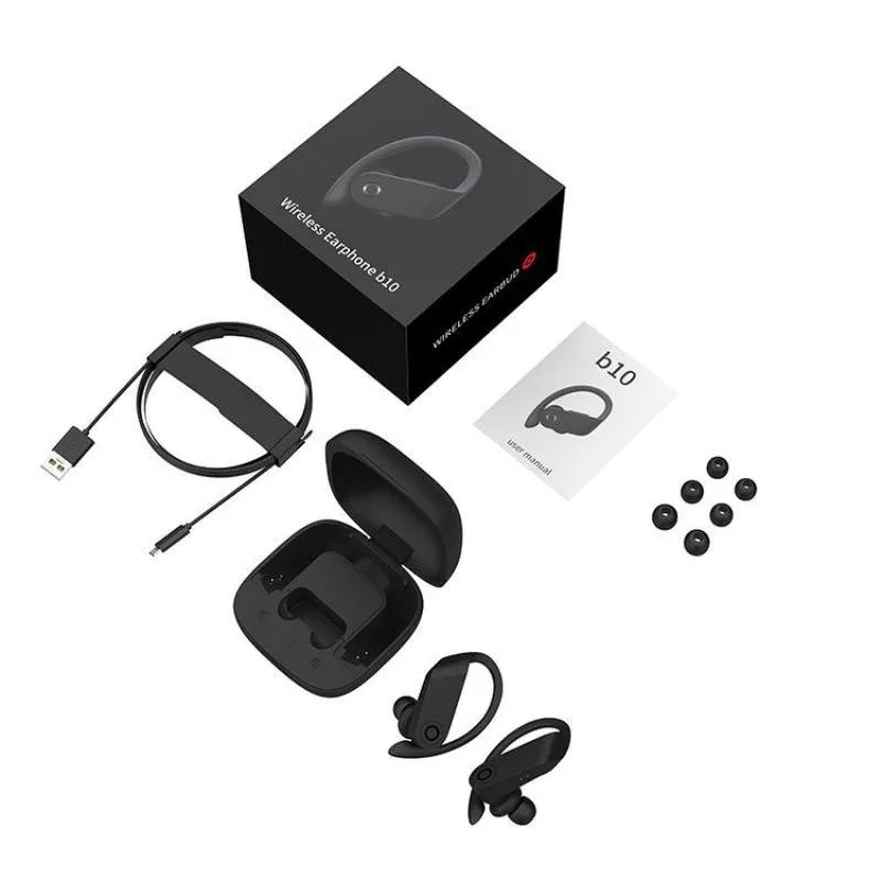 B10 TWS Bluetooth наушники беспроводные стерео наушники ушные крючки гарнитура спортивные ушные крючки настоящие Беспроводные наушники с микрофоном PK HBQ Q62 D7