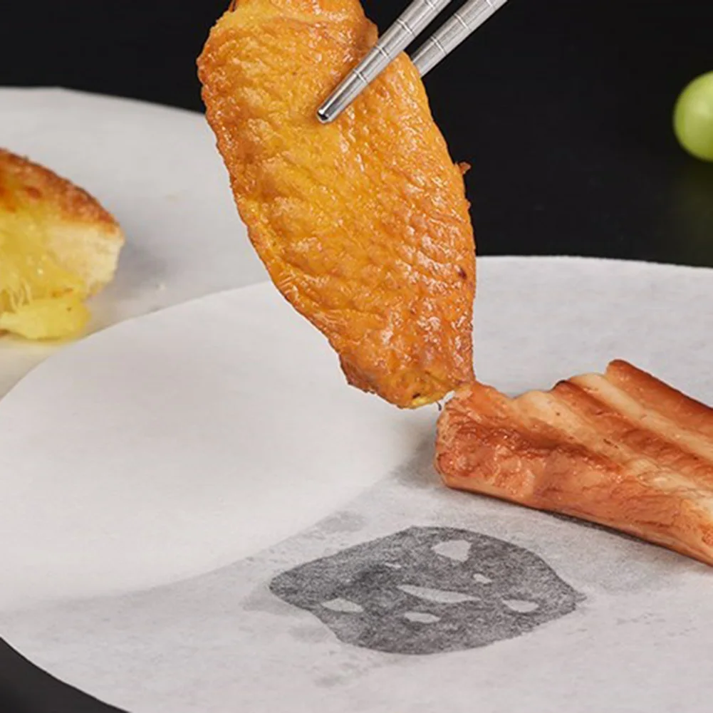 100pcs Round Hamburger Oil Blotting Paper Bbq Grill Paper Absorbing Sheet Non-stick Easy To Take For Kitchen Supplies